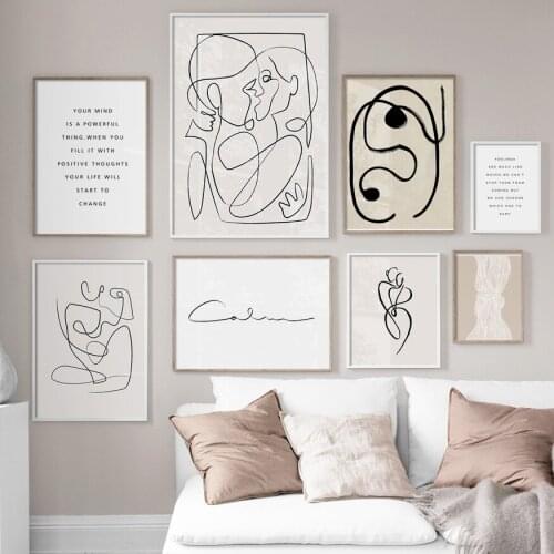 Canvas Painting Nordic Minimalist Posters And Prints Abstract Line Body Kiss Quotes Wall Art Pictures For Living Room Home Decor