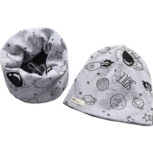 New Winter Children Scarf Hat Sets Cartoon Baby Boy Girl Head Cover Spring Warm Neck Collar Kids Beanies Set Cotton Children Hat