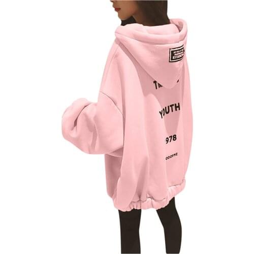 Korean Japanese Hoodie Oversized Sweatshirt Womens Long Sleeve Hooded Blouse Coat Letters Hoody Plus Size Sweet Dresses Mantle