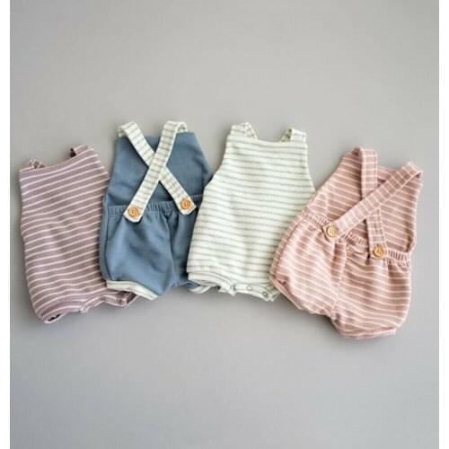Summer 0-3Y Infant Kids Baby Boys Girls Romper Clothes Sleeveless Stripe Romper Jumpsuit Outfits Set