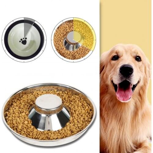 2021 New Pet Feeding Food Bowl Stainless Steel Big Dog Slow Feeder Treat Dispensing Dish Fit All Pet Puppy Cat Slow Food Bowls
