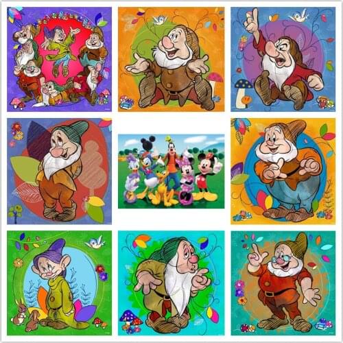 Disney 5D DIY Diamond Painting Set Seven Dwarfs Cartoon Cross Stitch Kits Diamond Embroidery Home Decor Mosaic Gift