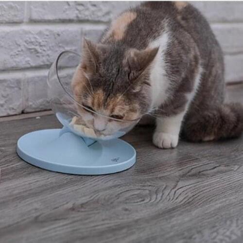 Non-slip Pet Cat Bowls With Raised Stand Bowls For Cats Dogs Feeders Dog Bowl Cat Bowl With Protection Cervical Transparent Cat