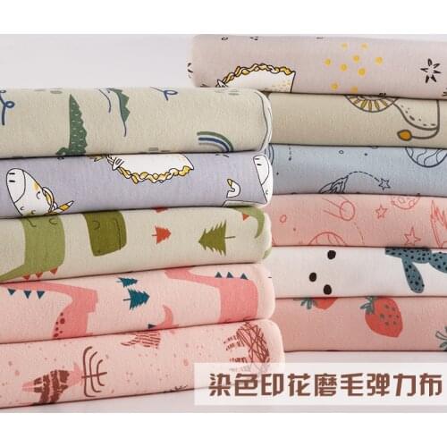 New Prints Baby Sanding cotton knitting elastic fabric by half meter DIY sewing uphostery clothing cotton fabric 50x170cm