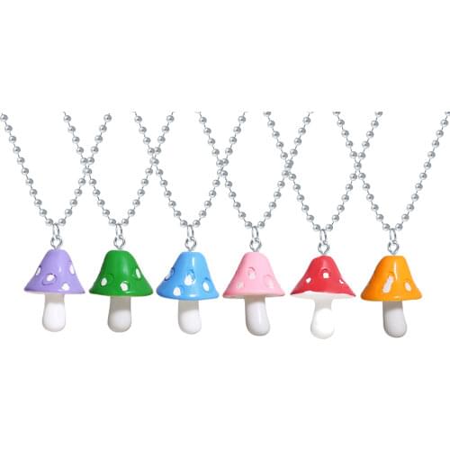 2021 Resin Simulation Mushroom Pendant Necklaces for Women Color Mushroom Necklace Hip Hop Sweater cuban Chain Women Jewelry