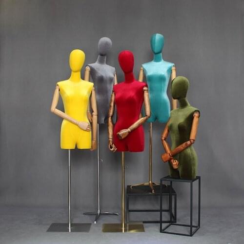 New Style Hot Sale Model Womens Half Length Velvet Mannequin Dressmaker Model Rack
