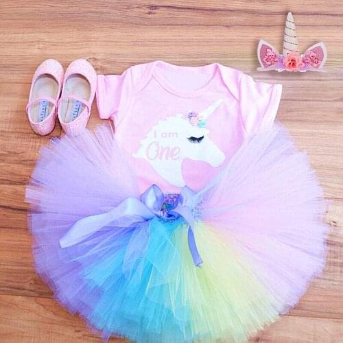 1 Year Girl Baby Birthday Dress Unicorn Party Tutu Dress Toddler Baby Girls Clothes First Birthday Outfits infantil vestidos