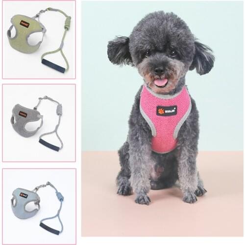 Pet Dog Vest Harness and Leash Set Breathable Puppy Soft Collar Cat Chest Back Strap Leashes Belt Doggy Walking Traction Ropes