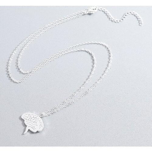 Simple Brain necklace women stainless steel silver color necklace pendant jewelry on the neck rose gold necklace gifts for women