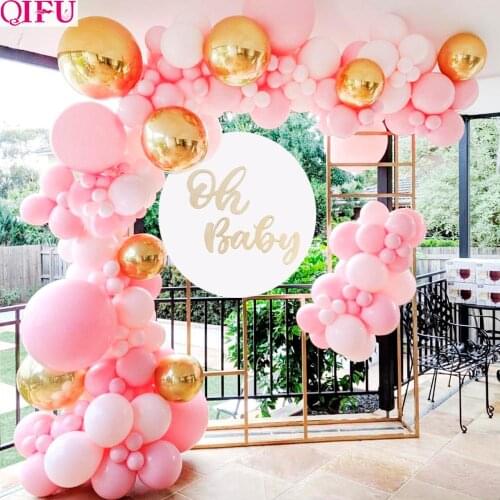 QIFU Macaron Metallic Balloon Chain Set Happy Birthday Balloon Arch 1st Birthday Party Decor Kids Oh Baby shower Wedding Baloon