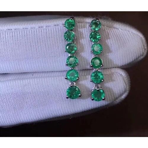 Fashion Tassels long natural green Emerald Ear line Natural gemstone drop earrings S925 silver woman girl party gift jewelry