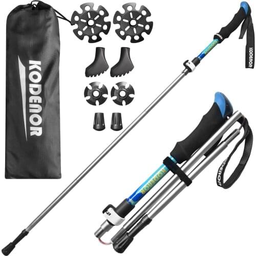 2 PCS Telescopic Stick Collapsible Trekking Pole 5 Sections Walking Pole Lightweight Hiking Cudgel For Trekking Camping Climbing