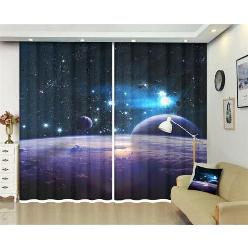 Navy Blue Curtains, Galaxy Nebula Star Moon Phase Starry Night Sky for Home and Dorms, Living Room Bedroom 2Panels Custom size