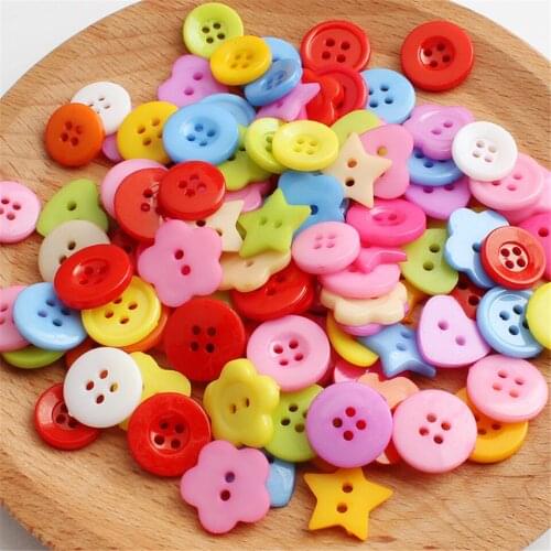Creative Plastic Diy Color Buttons Childrens Clothing Decoration Accessories Hand-sewn Four-eye Button Set Wholesale