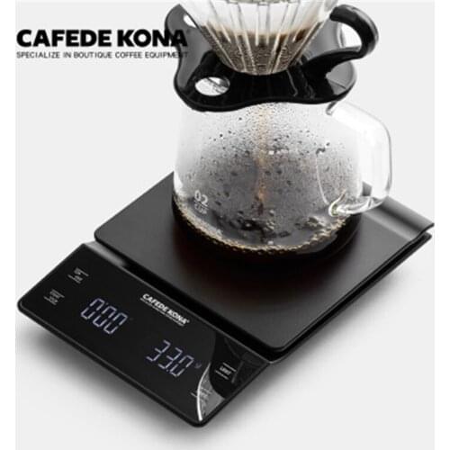 CAFEDE KONA Smart Coffee Scale with Timer Electronic Drip Coffee Scale 3KG/0.1g Precision Kitchen Scale Waterproof Coffee Scale