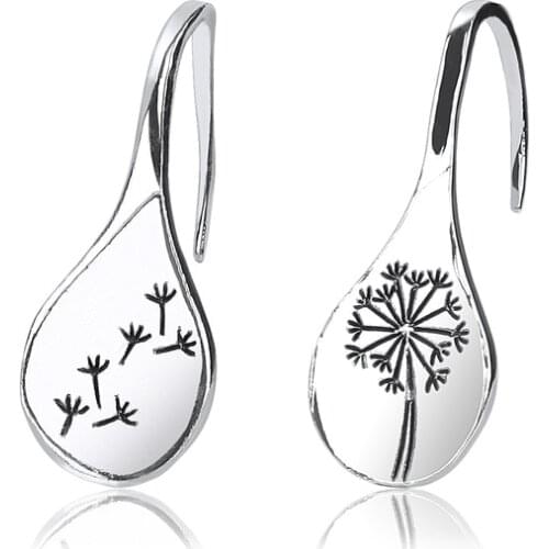 Vintage Fashion Dandelion Pendant Earrings Silver, Wedding Birthday Holiday Jewelry Personalized Earrings Hypoallergenic Alloy