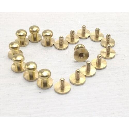 50pcs 7 8 9 10mm Luggage Leather metal Craft Solid brass Screw Nail Rivet flank pacifier nail strap Rivets Copper great quality
