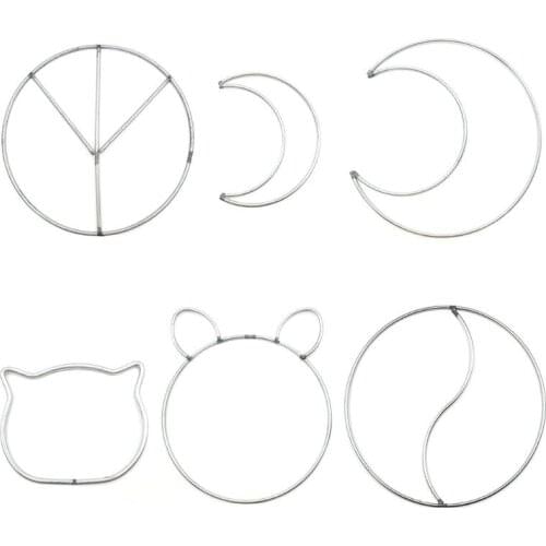 Iron Ring Cute Dreamcatcher Hoop Cat Moon Special Shaped Rings DIY Handmande Q9QF