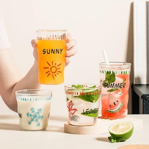 Cup female summer glass household creative cloud milk cup high value tea cup glass cup juice mug