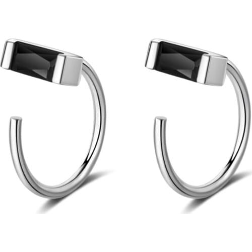 Utimtree New Arrival Geometric CZ Zircon Stud Earrings for Women Female Brincos Jewelry Black Silver Party Earring Accessory