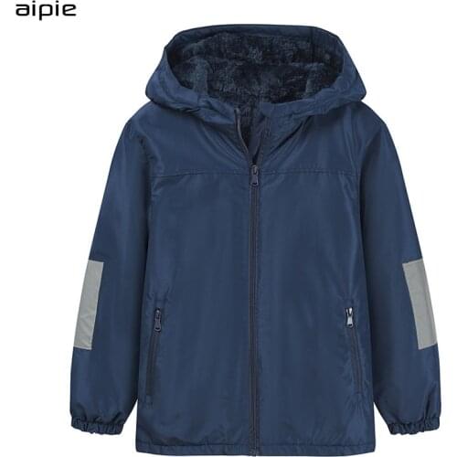 Winter Childrens Hooded Jackets Solid Boys Outerwear Coats Clothing For 4-14 Years Kids Brushed warm jackets