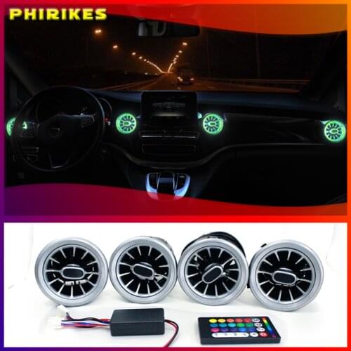 K-Car 4PCS LED Front Dashboard AC Air Condition Vent Outlet Turbo Interior Trim For Mercedes Benz V Class W447 Vito V250