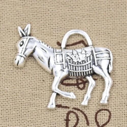 8pcs Charms Donkey Burro 33x30mm Handmade Craft Pendant Making fit,Vintage Tibetan Bronze Silver color,DIY For Bracelet Necklace