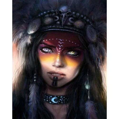 DIY Diamond Painting by Number "Abstract Indian Woman" Full Square Drill Diamond Embroidery Cros Stitch Home Decor Wall Stickers