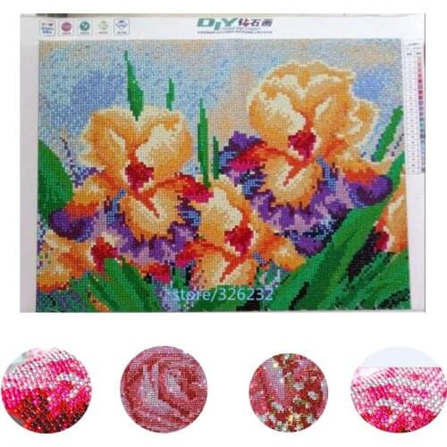 Needlework Diy Diamond Painting Cross Stitch Diamond Embroidery Flower Serie l Print round Drill Picture45x35