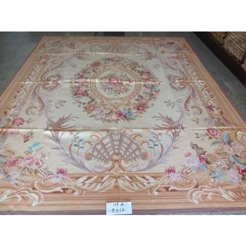 Free shipping 9'x12' Stunning French style aubusson carpets hand knotted rugs Woolen French Aubusson Rugs