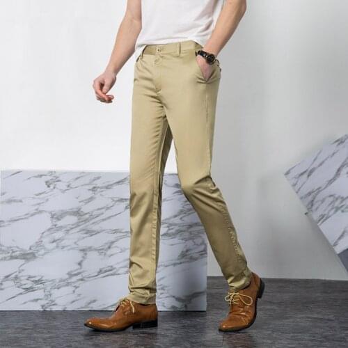 2020 Summer Men casual Pants Business Fashion Trousers Men Slim Stretch Khaki Black Long Pants Men Pantalon Homme