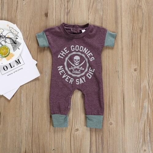 Short Sleeve Baby Romper Fashion Skull Printing Baby Boy Summer Clothes Letter Jumpsuit Infant Clothing 1-2 Y Baby Boy Romper