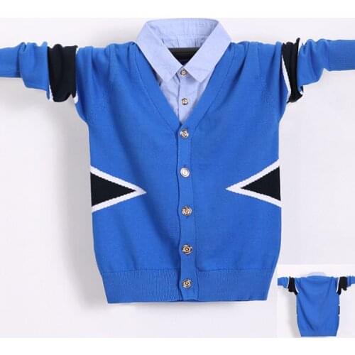 Childrens sweater boys cardigan sweater all cotton 4-16 years old