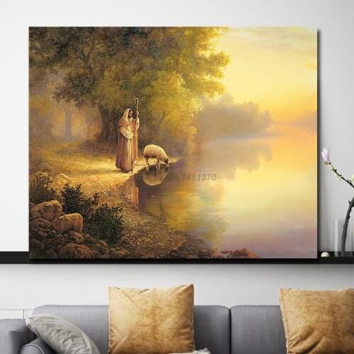 The Good Shepherd Bible Poster Religious Jesus Catholic Canvas Poster Print Wall Art Picture Modern Home Room Wall Decor