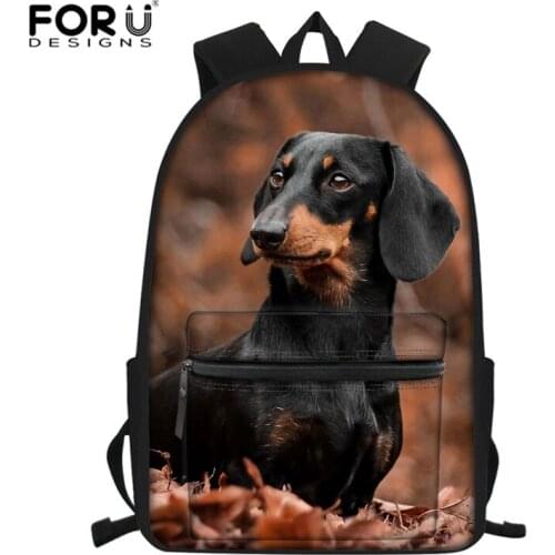 FORUDESIGNS Dachshund Schoolbag Kids Childrens Backpack Cute Boy Girls Shoulder Bag Custom Custom Women Rucksack Mochila