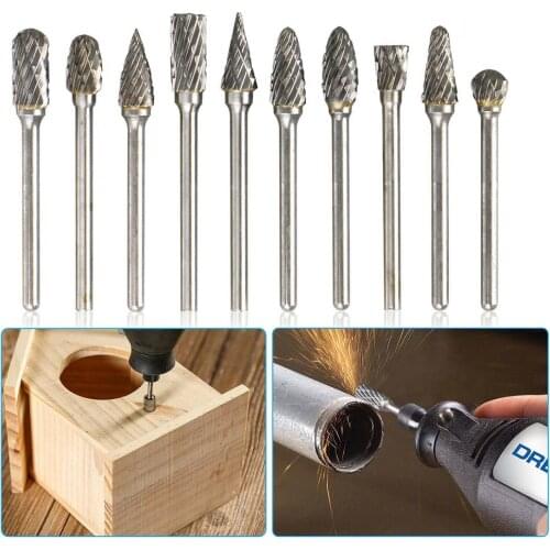 Shank Tungsten Carbide Milling Cutter Rotary Tool Burrs Rotary Drill Die Grinder Carving Bit Double Cut Rotary Electric Grinding