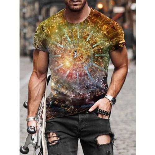 Fashion Hip-Hop Style Large O-Neck Oversized T-Shirt Sun Irregular Pattern Short Sleeve Clothing Men Summer 3D Printed T-Shirt