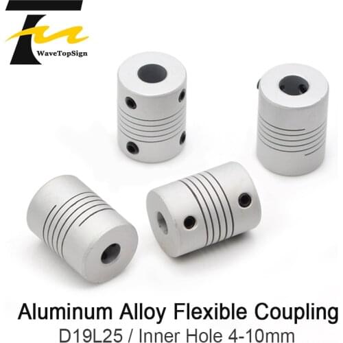 WaveTopSign Aluminum Alloy Flexible Coupling Encoder Winding Stepper Motor Coupling D19mm L25mm Inner Hole 4-10mm