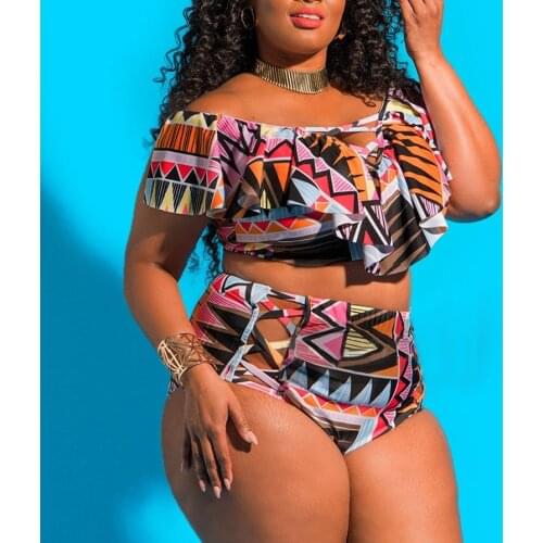 Two Piece Swimsuit Plus Size Swimwear Large Sizes Biquini Tankini Swimsuits Women Push Up Swimdress Swim Suit XXXL