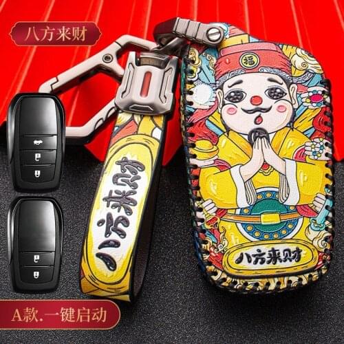 Leather Car Key Case Cover for Toyota Chr Rav4 Auris Avensis Prius Aygo Camry Corolla Land Cruiser 200 Prado Crown Car Key Fob