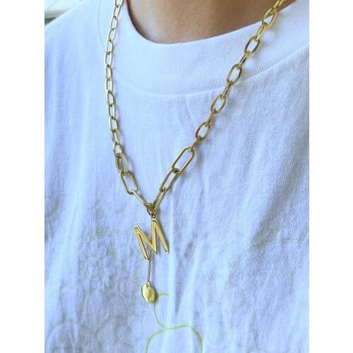 M Fashion New Goddess Luxury Women Necklace Gold Color Luxe Jewelry Stainless Steel