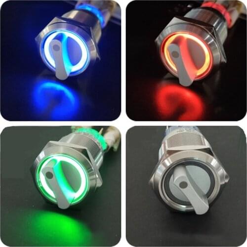 19mm Metal Knob Switch with LED lamp Self-locking/Latching 2 Position 3 Position Rotary Switch