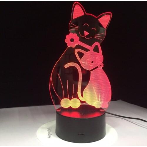 Cute Flash Cat Lamp 7 Colors Changing Nightlight Atmosphere Light 3D Cat Mood Touch Lamp Home Decor Kids Gifts Drop Shipping