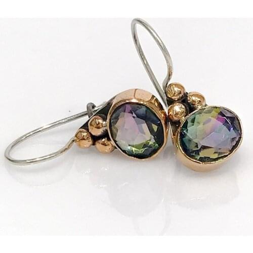Mystic Topaz Stone All Hand Generation Silver Earrings
