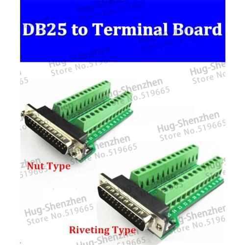 DB25 Male Signal Module Terminal Breakout Board Riveting /Nut Teeth Connector 25pcs/lot