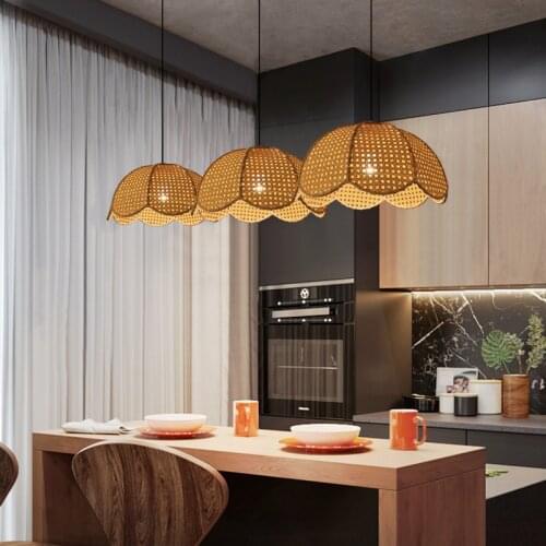 Nordic Bamboo Flower Pendant Lights Modern E27 Hanging Handmade Lamp for Living Room Home Asia Decor Popular Bamboo Pendant
