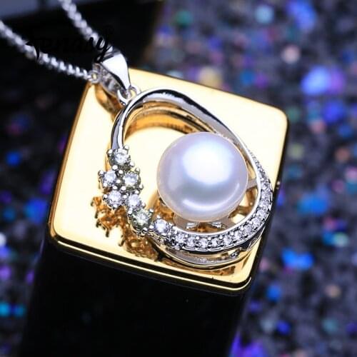 FENASY Natural Pearl Necklace For Women Pearl Jewelry Personalized Pendant With Chain Cubic Zirconia Choker Necklace Wholesale