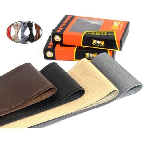 Micro Fiber Leathe sewn car sleeve Steering Wheel Cover Anti slip automobile steering wheel sleeve 15 inch 38CM Accessories