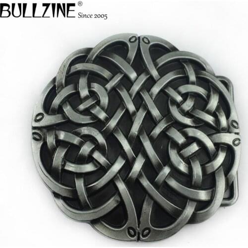 Bullzine zinc alloy western celtic knot belt buckle pewter finish FP-03375 LUXURIOUS cowboy jeans gift belt buckle