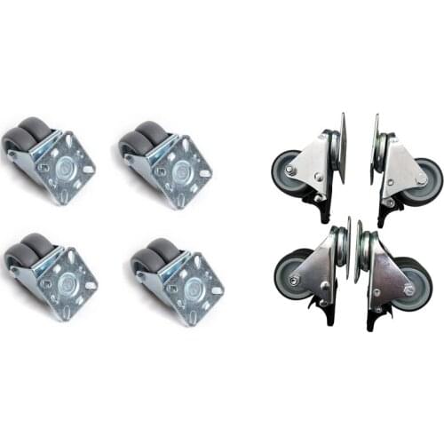 Castor Wheels Swivel Transport Rollers Polypropylene Castors Galvanised 4Pcs (Double Wheels Active)